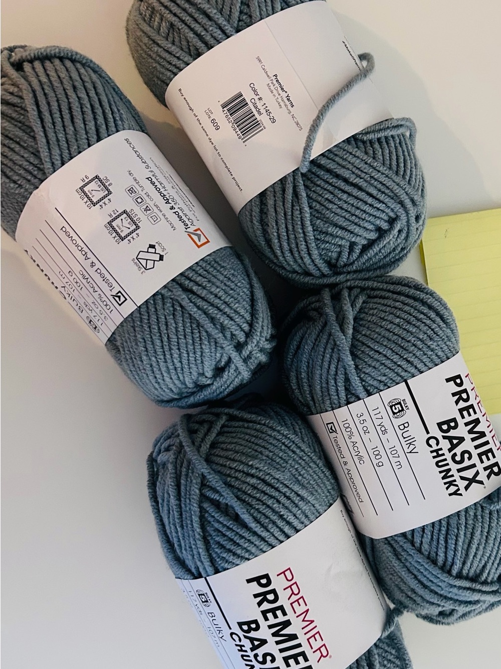 Premier Chunky Wool Yarn Skeins in Slate Blue-Gray and Beige - whole lot